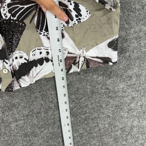 Midnight Shirt Women M Medium Gray Butterfy Print Button Up Collared Rayon - Picture 6 of 7